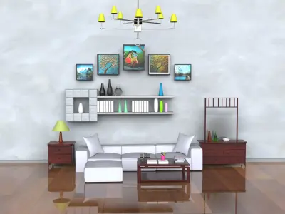 Sofa Wall Low-poly 3D model