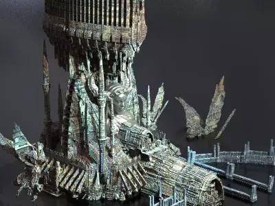 Helios light Walker Temples Kitbash 3D model