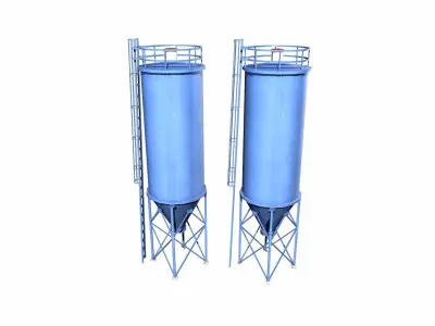 Chemical Silos Low Poly 3d Model Low-poly 3D model