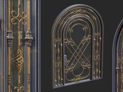 Forged Iron Gate 01 - PBR - 4k - Unwrapped 3D model