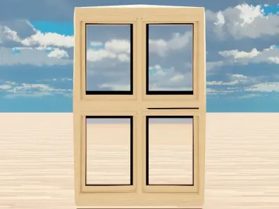 Window wooden cabinet Low-poly 3D model