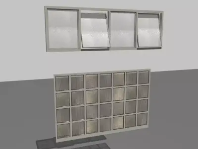 Factory windows pack 3 Low-poly 3D model