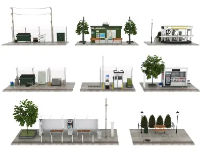 City Street Props Material Pack Low-poly 3D model