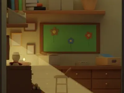 Interior-building hat craft room isometric 3D model Free 3D model