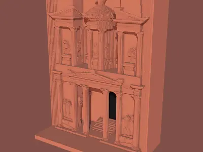 Voxel Treasury of Petra Low-poly 3D model