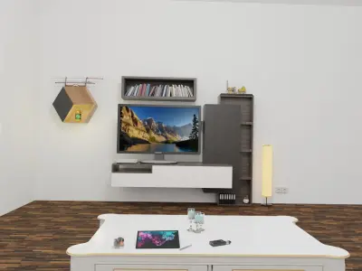 Room 3d wooden shelf with bottle 3D model