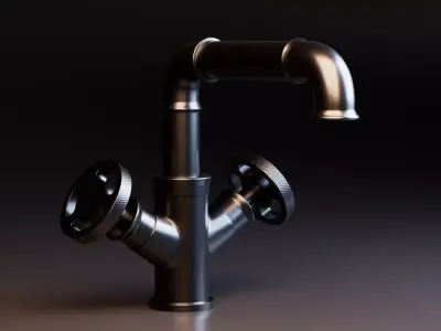 Industrial Faucet Valve Low-poly 3D model