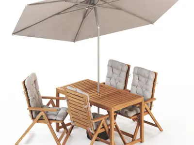 NAMMARO Table and 4 reclining chairs and umbrella IKEA 3D model