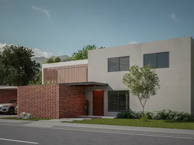 Modern house  Low-poly 3D model 4