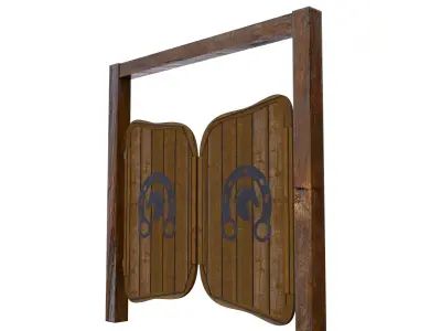 Wooden Cowboy Bar Doors Low-poly 3D model