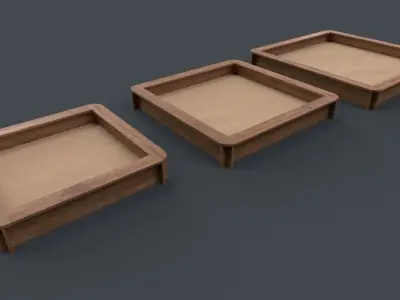 PBR Outdoor Wooden Sandbox Square B Low-poly 3D model