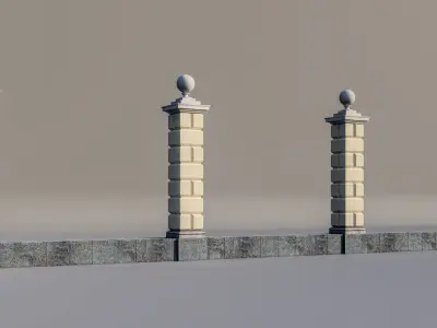classic fence PIERS FOR GATES 3D model get