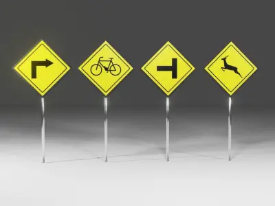 Road Signs Low Polly Game Ready  Free low-poly 3D model
