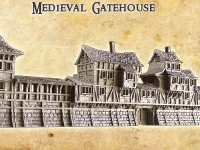 Medieval Gatehouse Tabletop Terrain 28 MM 3D print model