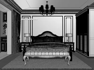 American-style bedroom 3D model 3D model