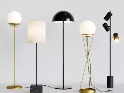 CB2 5 Floor Lamps Set 2 3D model