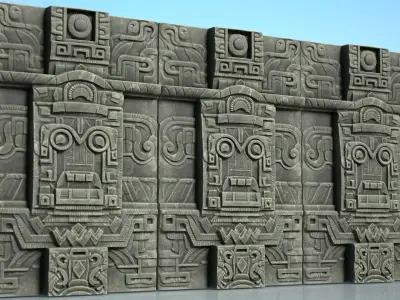 High poly Mayan Walls - 240418 3D model