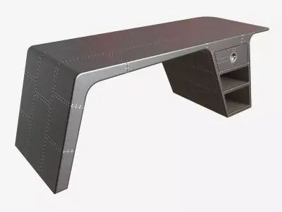 Metal Desk with Drawer 02 3D model