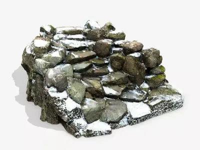 Snowy Rock Stairs Low-poly 3D model