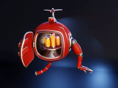 Rigged Refridgerator Robot Using Blender 3D model