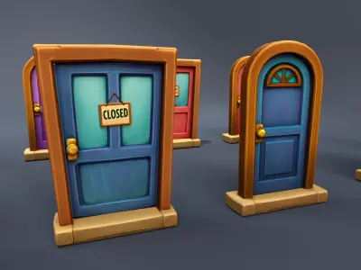 Stylized Doors 2 Low-poly 3D model