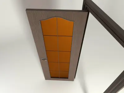 Low-Poly Door with glass Low-poly 3D model