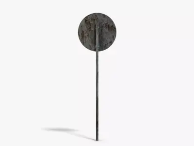 Damaged Roundabout Sign Low-poly 3D model