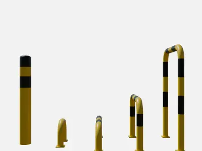 Road barrier collection Low-poly 3D model