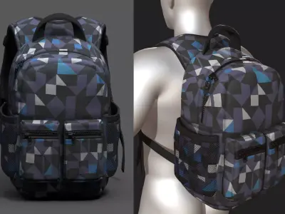 Backpack Camping scifi military futuristic baggage bag  Low-poly 3D model