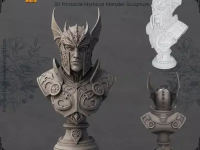 Armored Fantasy Warrior Bust 3D print model