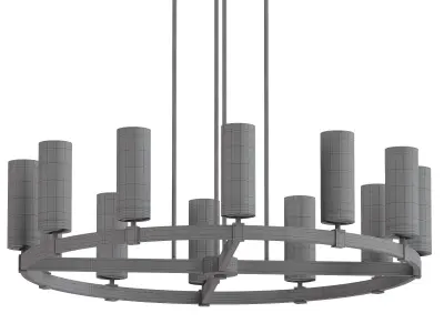 Stiffel Aron 36 Wide Brass 12-Light Wagon Wheel Chandelie 3D model