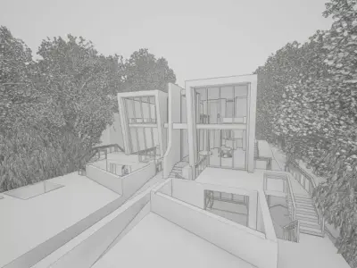 Villa with Architectural Design 3D and CAD Low-poly 3D model