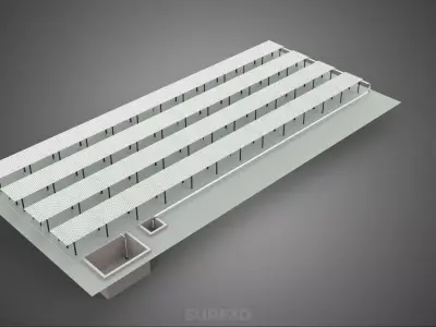 LAYOUT PARALLEL ROWS PLANT CROP FARM MODERN CULTIVATION FACTORY 3D model