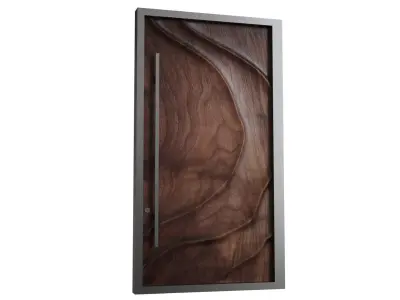 Entrance wood door Low-poly 3D model