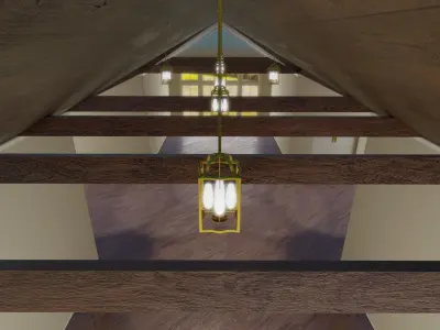 Gallery empty room with wooden floors Low-poly 3D model