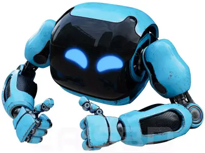 Cute Space Robot Rigged H-72 Blue 3D model