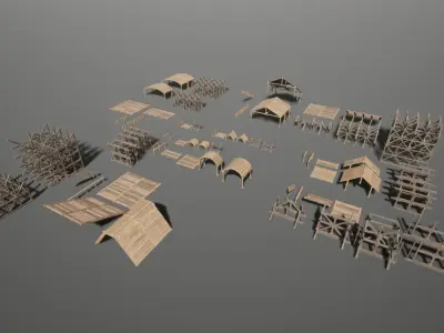 Medieval Wooden Bridges Pack Low-poly 3D model