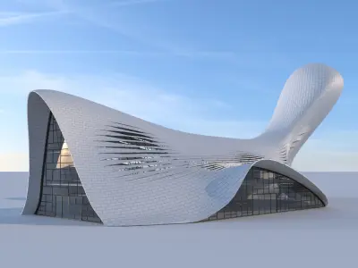 Futuristic building collection 4x 2 3D Model Pack