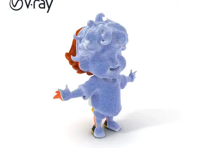 CurlyHaired Toddler D Model for Games and Animations Low-poly 3D model