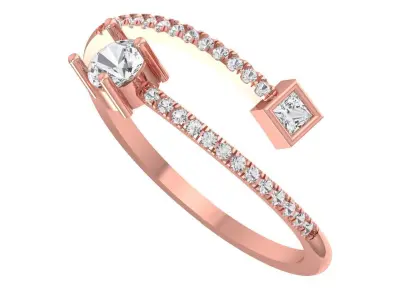 Open End Light Weight Princess Round Stone Band Ring 3D print model