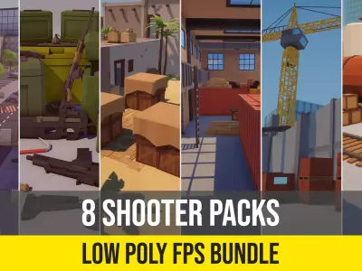 Low Poly FPS Bundle - Shooter Maps and Weapons Low-poly 3D model