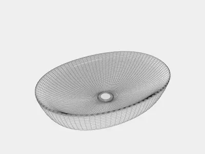 White wash basin with a round shape 3D model