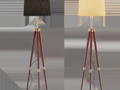 Scandinavian-style floor lamp with three wooden uprights  3D model