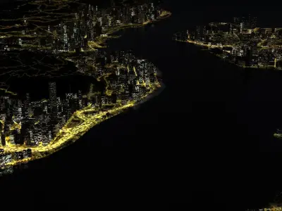 Hong Kong Night City 3D model