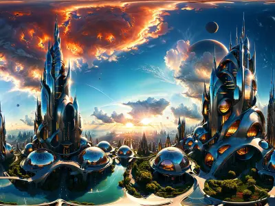 HDRI Futuristic City Low-poly 3D model