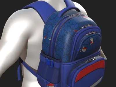 Backpack Camping color bag baggage pockets  Low-poly 3D model