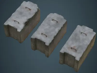 Concrete Barrier 5C Low-poly 3D model