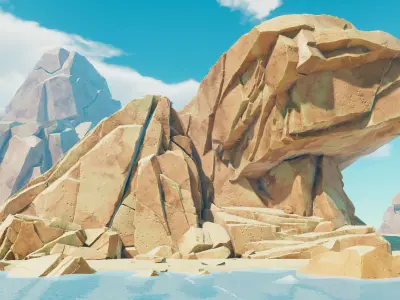 Customizable Rocks and Cliffs Low-poly 3D model