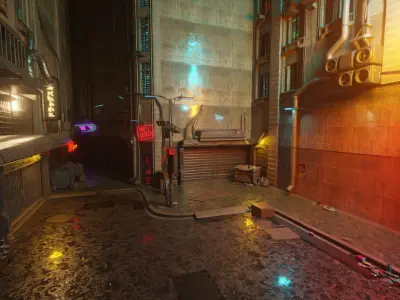 Retro Cyberpunk Atmosphere Street 3D model