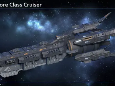 Spaceship Cruiser Claymore Low-poly 3D model